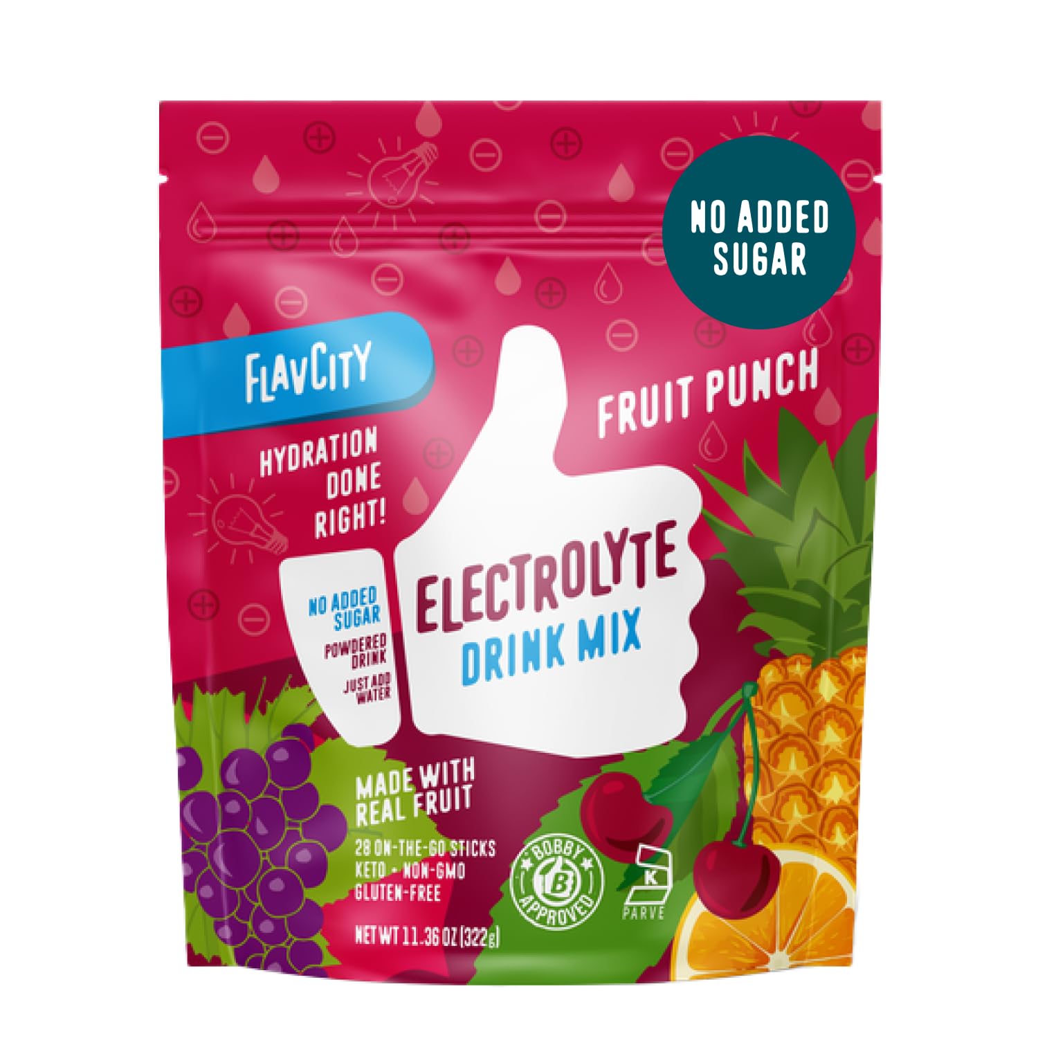 FlavCity Fruit Punch Electrolytes Powder Packets for Hydration