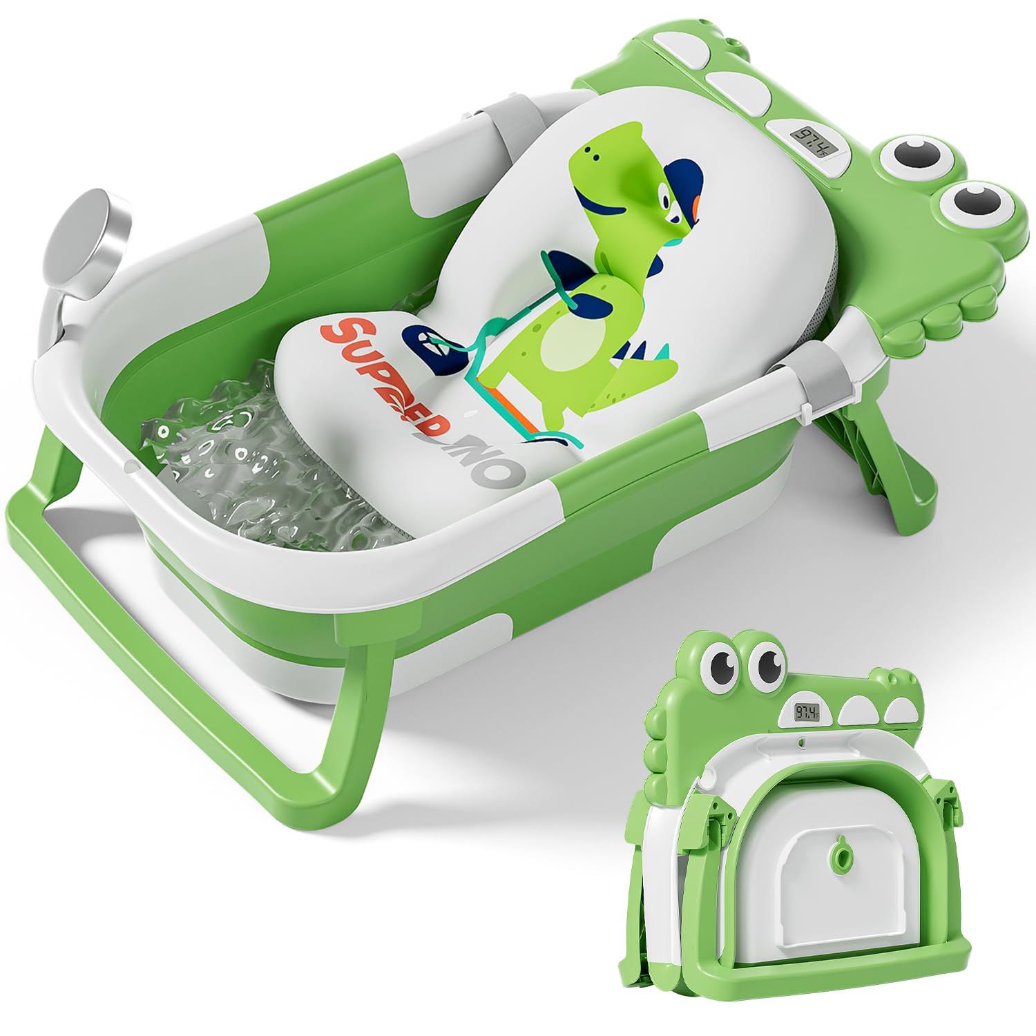 TPN Collapsible Baby Bathtub with Soft Cushion & Thermometer