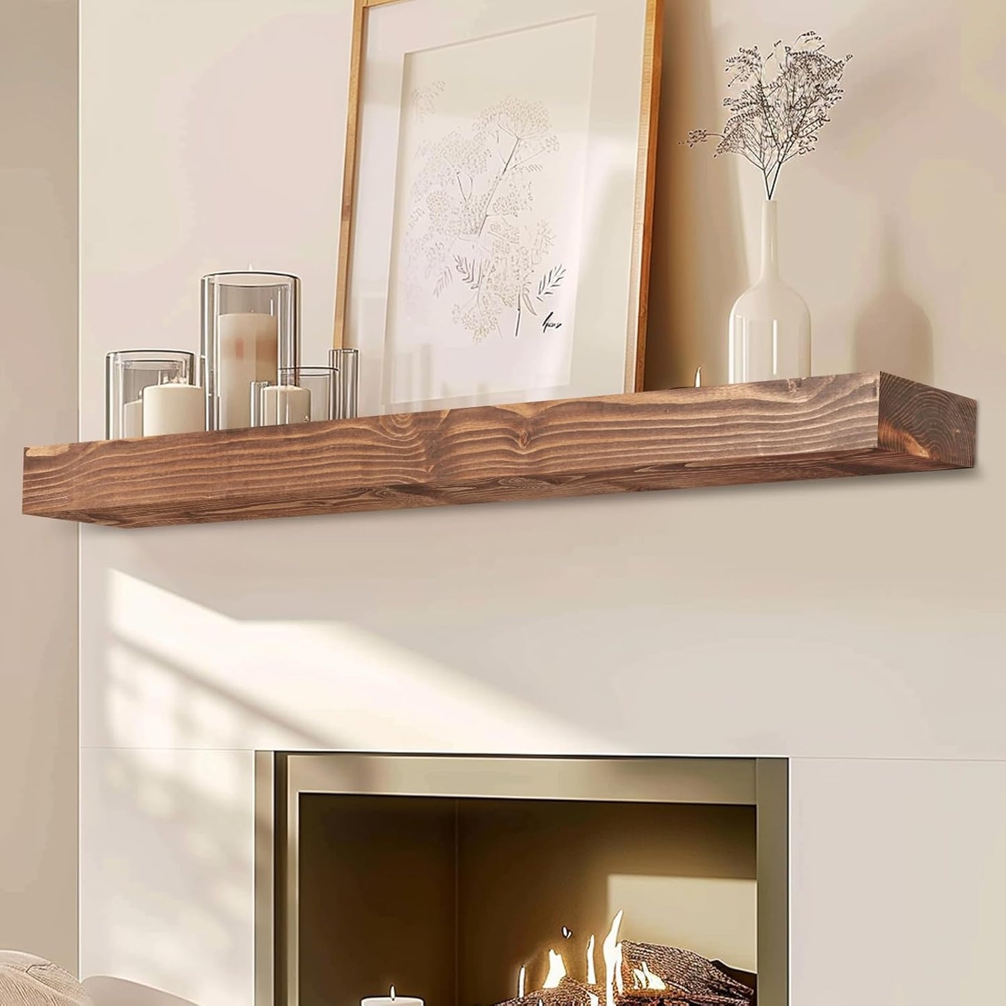60 Fireplace Mantel Handmade Rustic Solid Wood Long Shelf