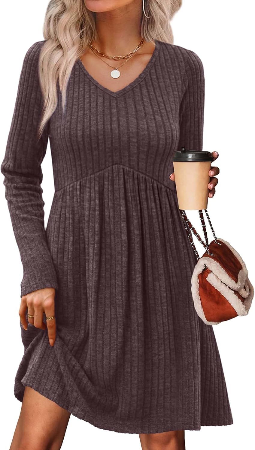 OFEEFAN Long Sleeve Sweater Dress for Casual Fall Fashion