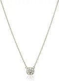 14k Gold Bezel Set Solitaire Pendant Necklace for Women - 16in