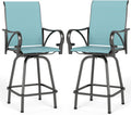 MFSTUDIO Outdoor Bar Stools Set of 2 - Swivel Bar Height Patio Chairs