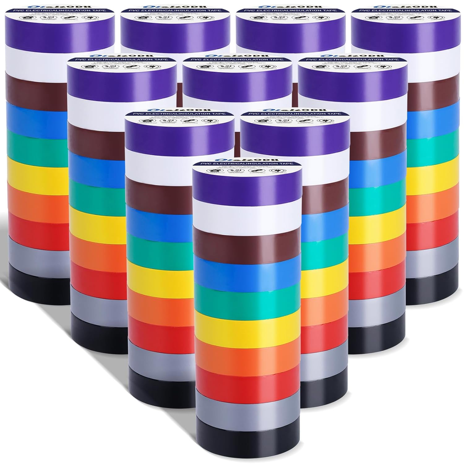 100 Rolls Colored Electrical Tape for Insulation and Protection