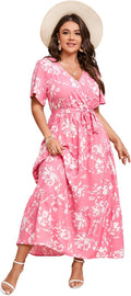 Plus Size V Neck Wrap Maxi Dress - Flattering Summer Staple