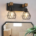 Farmhouse Bathroom Vanity Light Fixtures, 3-Light Rustic Wood Sconce