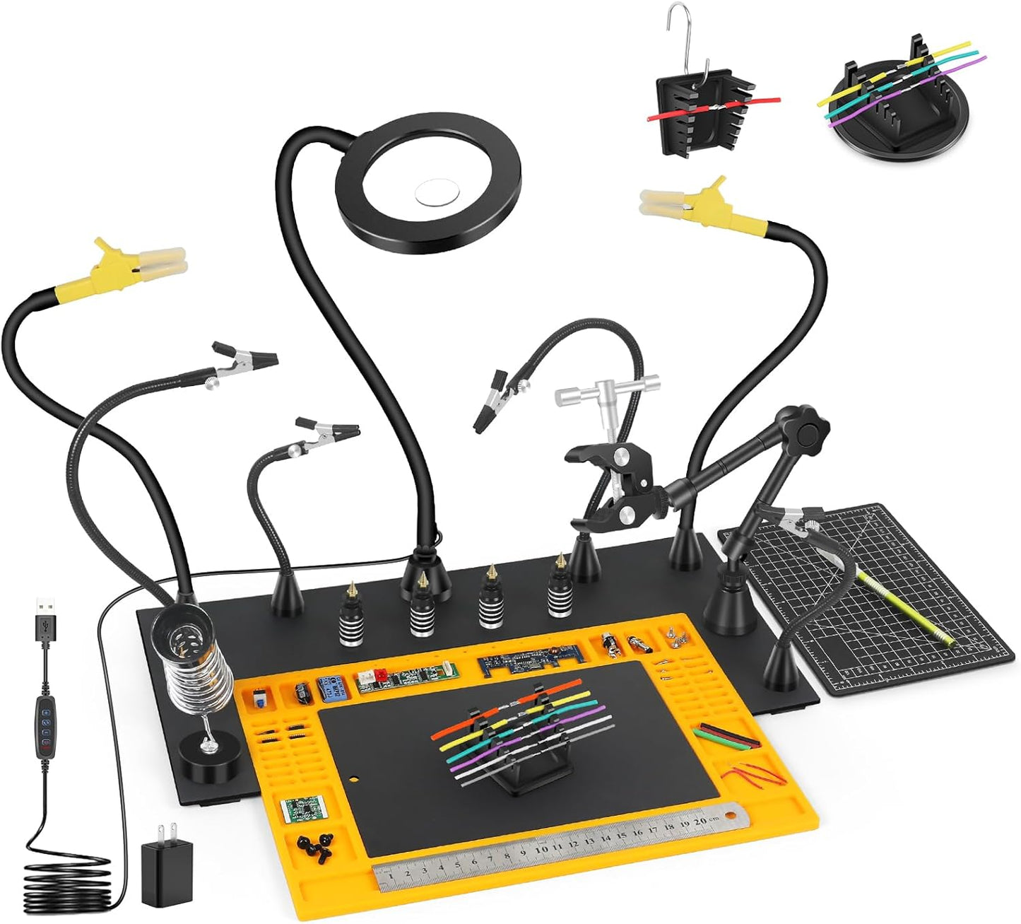 Helping Hands Soldering Station with Magnifying Lamp & Accessories
