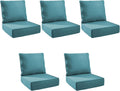 Outdoor Cushion Set for Patio Furniture 24x24x6 in - 5-Pack Peacock