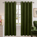 Olive Green Velvet Curtains 72 in Length - Room Darkening, Insulated