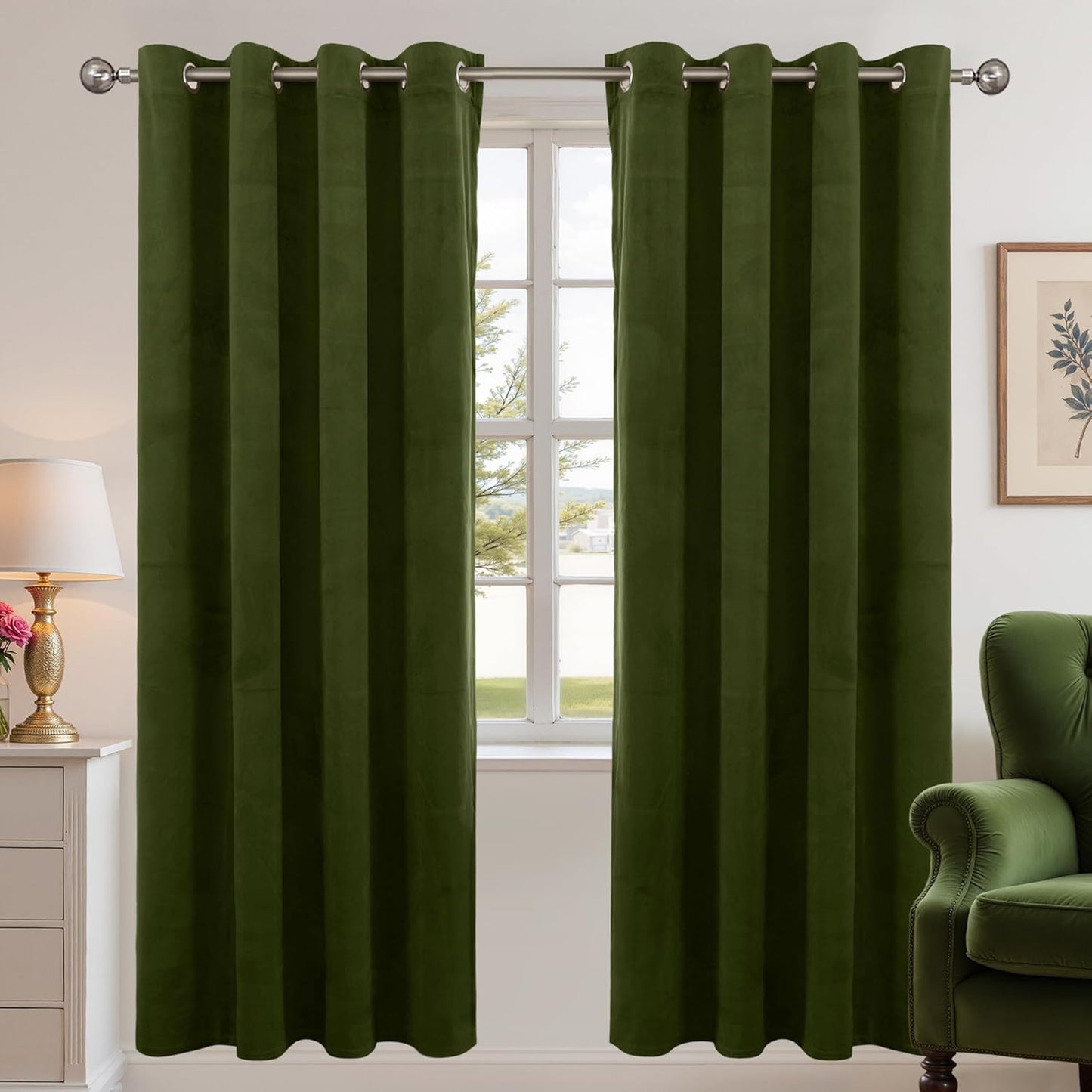 Elegant Olive Green Velvet Curtains for Cozy Living Spaces