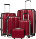 Coolife Luggage Expandable 5 Piece Set PC+ABS Spinner - Travel Ready