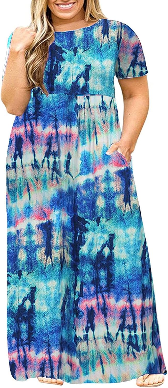 Kancystore Women's Plus Size Maxi Dress with Pockets for Summer