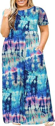 Kancystore Plus Size Maxi Dress with Pockets for Summer Fun