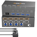 Dual Monitor KVM Switch 4PC 8K@60Hz 4K@144Hz - 4 in 2 out KVM