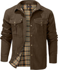 Men's Lightweight Long-Sleeved Snap Plaid Western Flannel Jacket