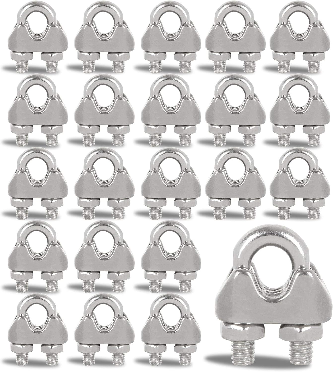 FengWu Stainless Steel Wire Rope Clamp Set - Secure 1/4 Cables with Ease!