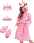 Soft Unicorn Hooded Robe with Matching Slippers Headband (Style 6W33)