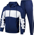 Men's Hooded Athletic Tracksuit Sweatpants 2 Piece Patchwork