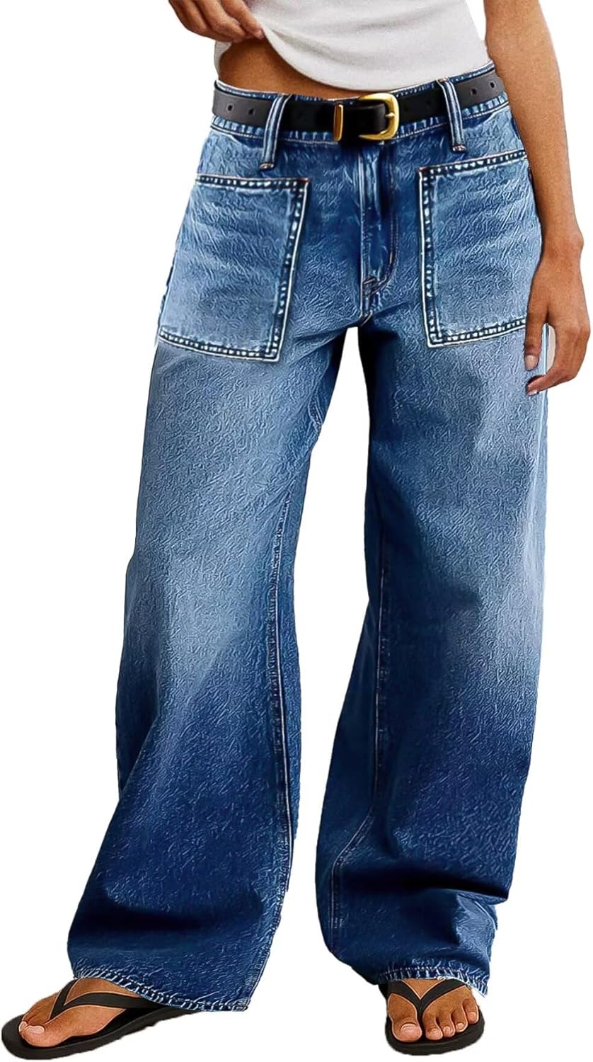 Trendy Mid Rise Stretchy Baggy Jeans for Women by Flamingals