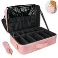 MONSTINA Cosmetic Bags 3 Layer Organizer Makeup Case - Large Pink