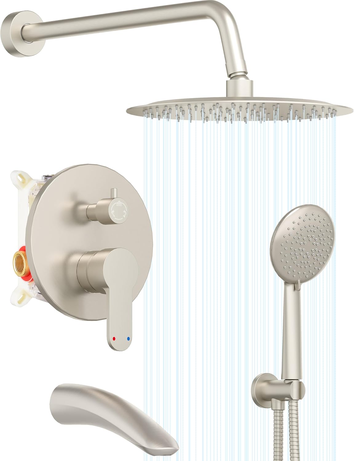 Gabrylly Bathtub Shower System with High Pressure Rain Shower Head
