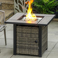 30in Propane Fire Pit Table with Ceramic Top - Dual Use Patio Table