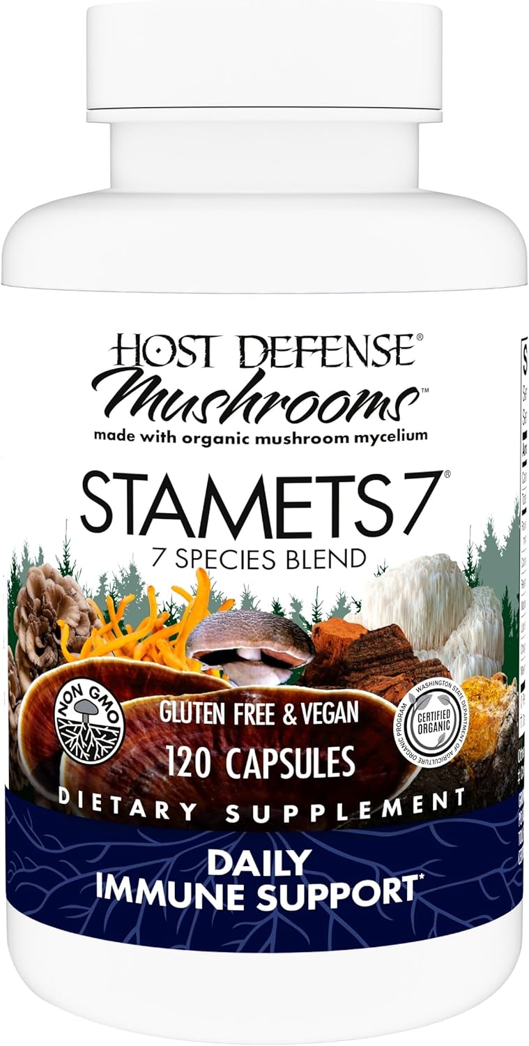 Stamets 7 Mushroom Supplement for Immune Support - 120 Capsules