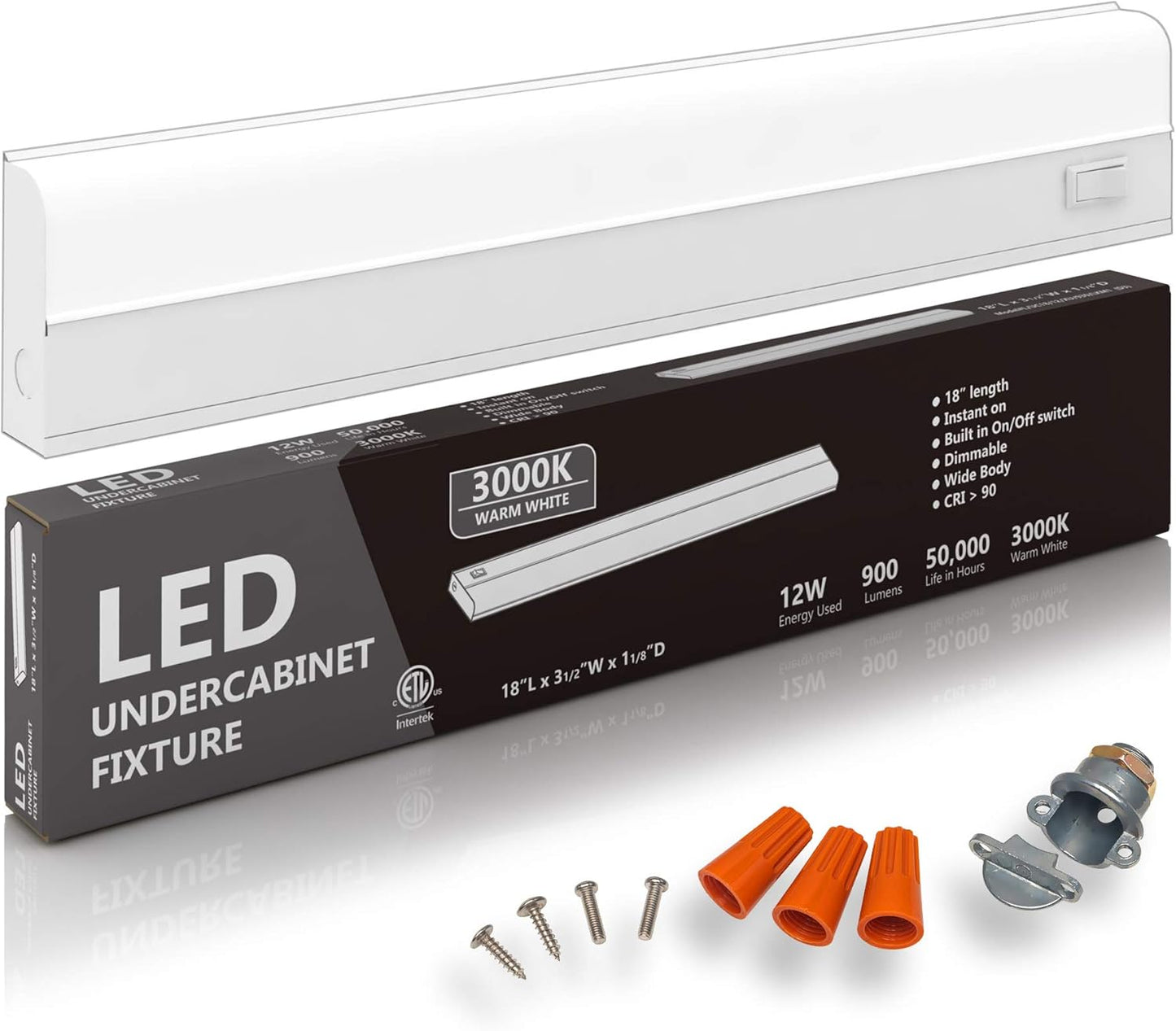 Hardwired LED Under Cabinet Task Lighting - 12 Watt, 18 in