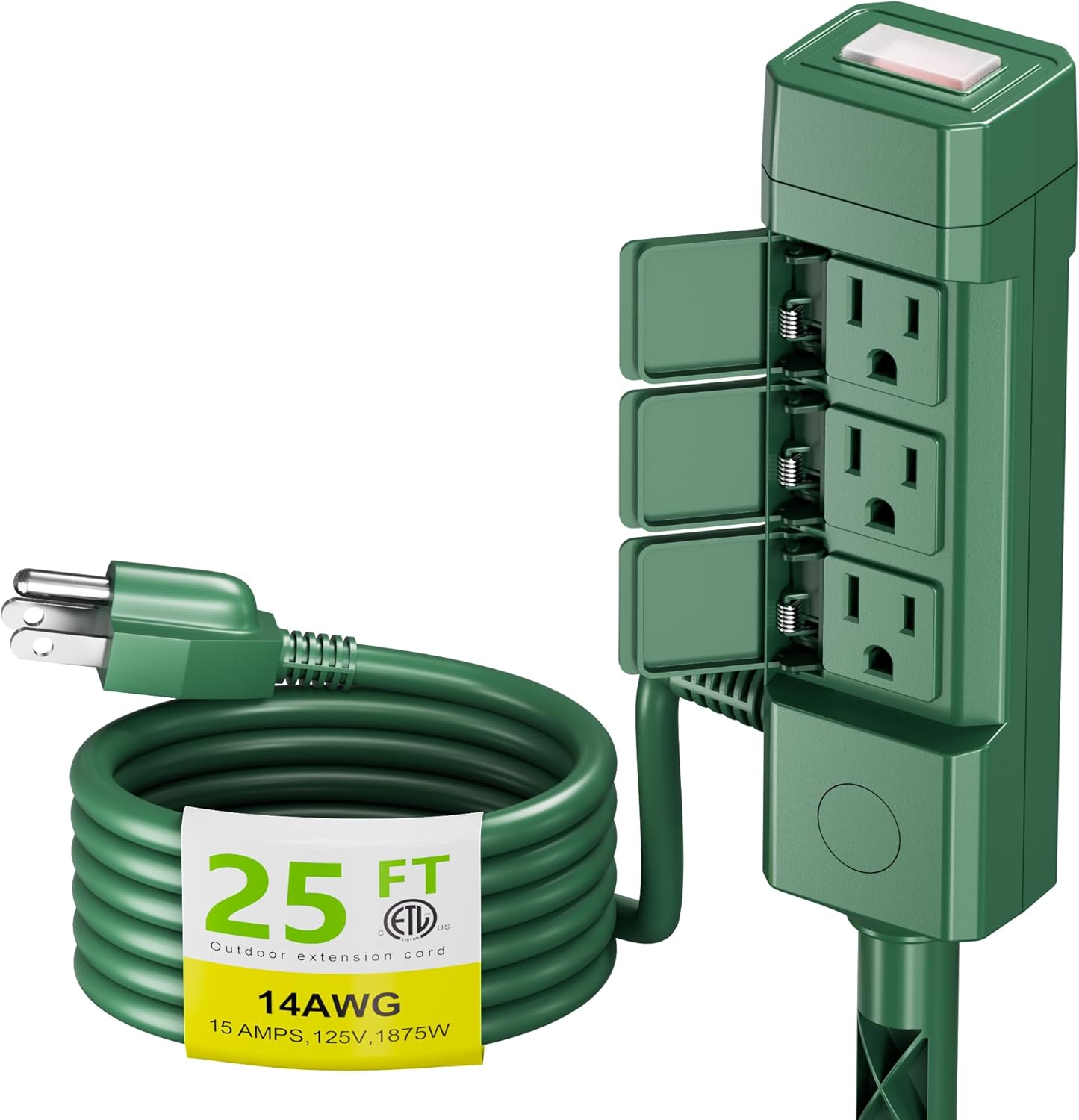 25ft Outdoor Extension Cord with Power Stake for All Seasons