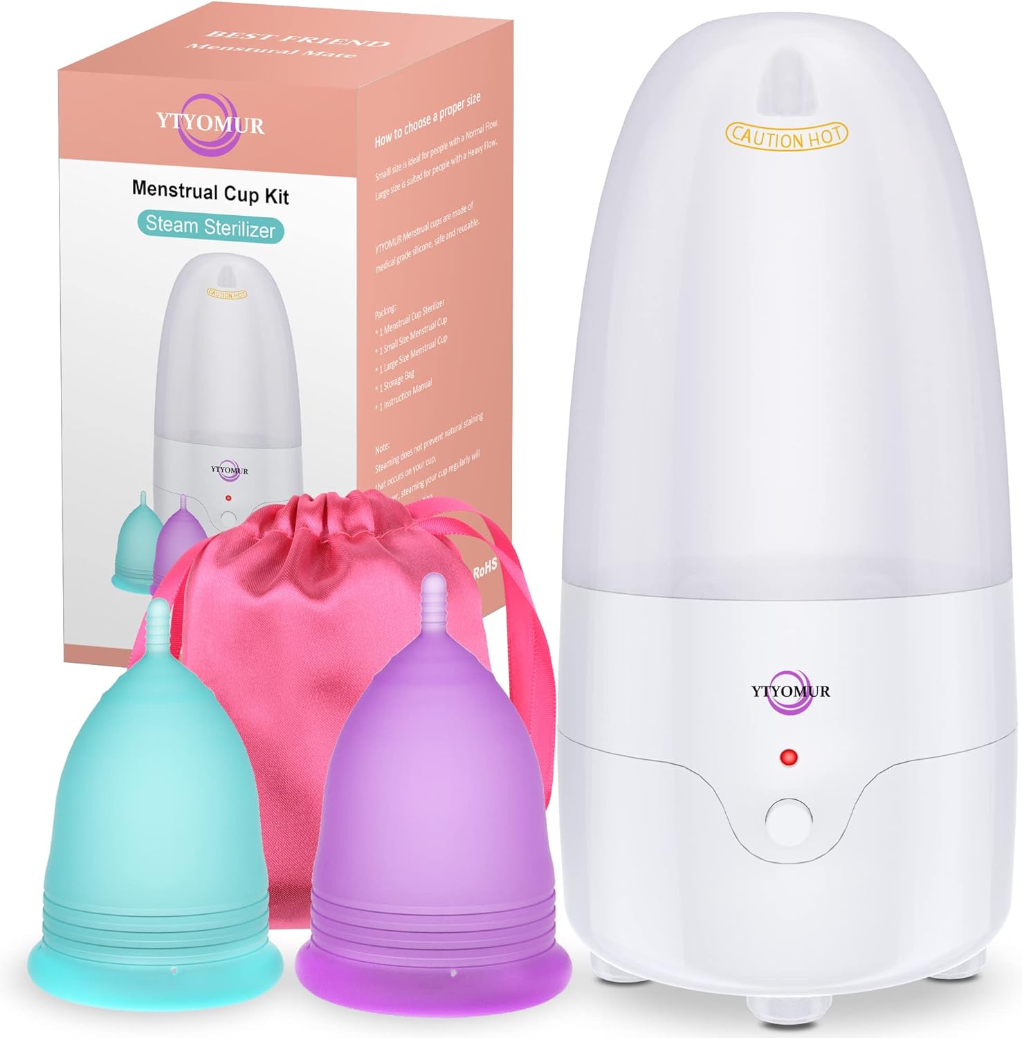 Menstrual Cup Sterilizer & 2 Cups Kit