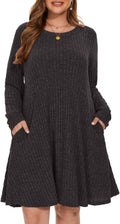 Sweater Dress Plus Size Long Sleeve Ribbed Knit - Cozy Everyday Fit