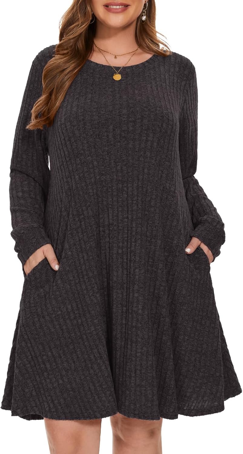 BELAROI Plus Size Long Sleeve Sweater Dress for Fall Style
