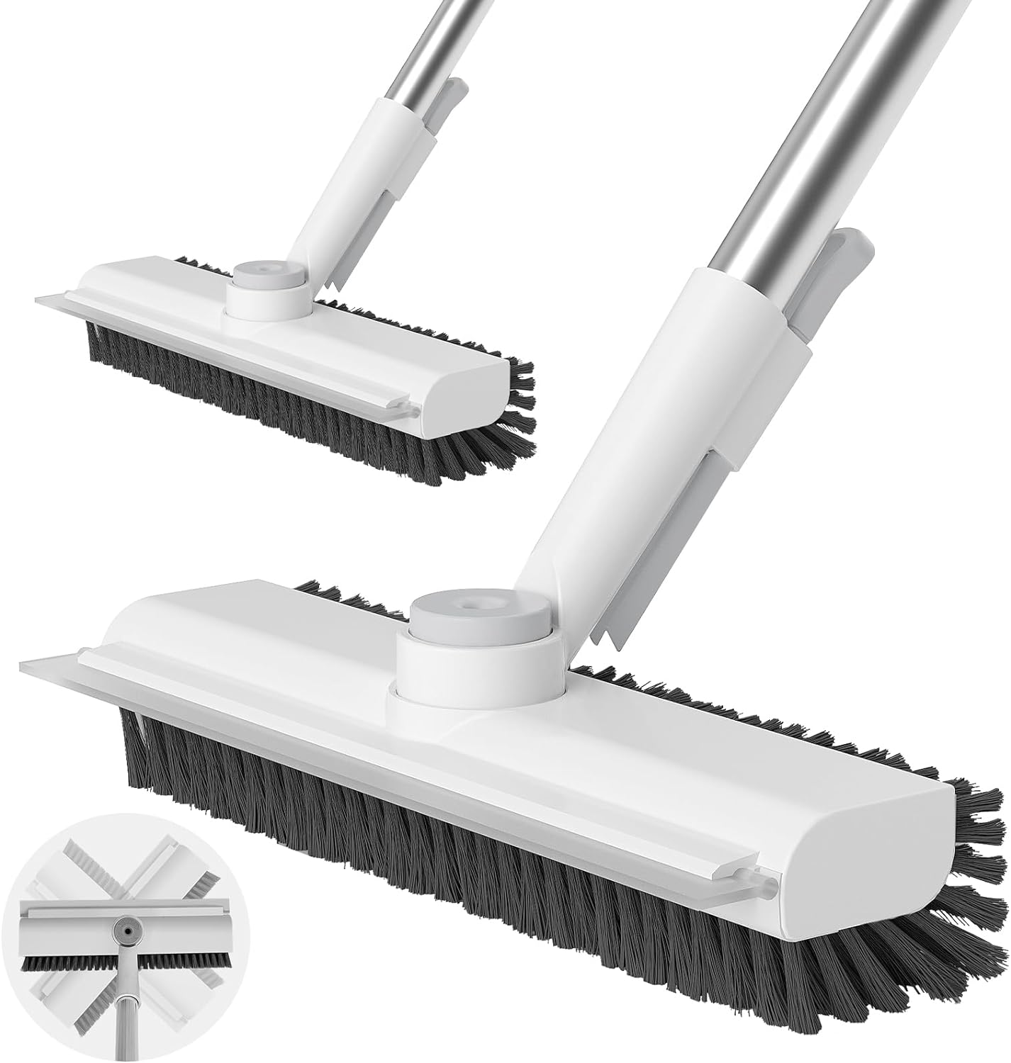 AIR U+ 2 Pack Floor Scrub Brush with Long Handle for Cleaning