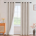 Thick Linen Blackout Curtains 84 in - Room Darkening Drapes