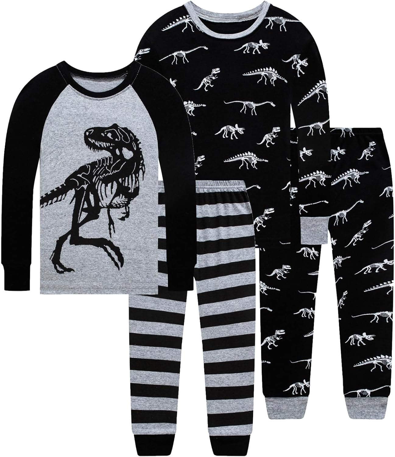4 Pieces Boys Pajamas Toddler Boys Long Sleeve Cotton Pjs