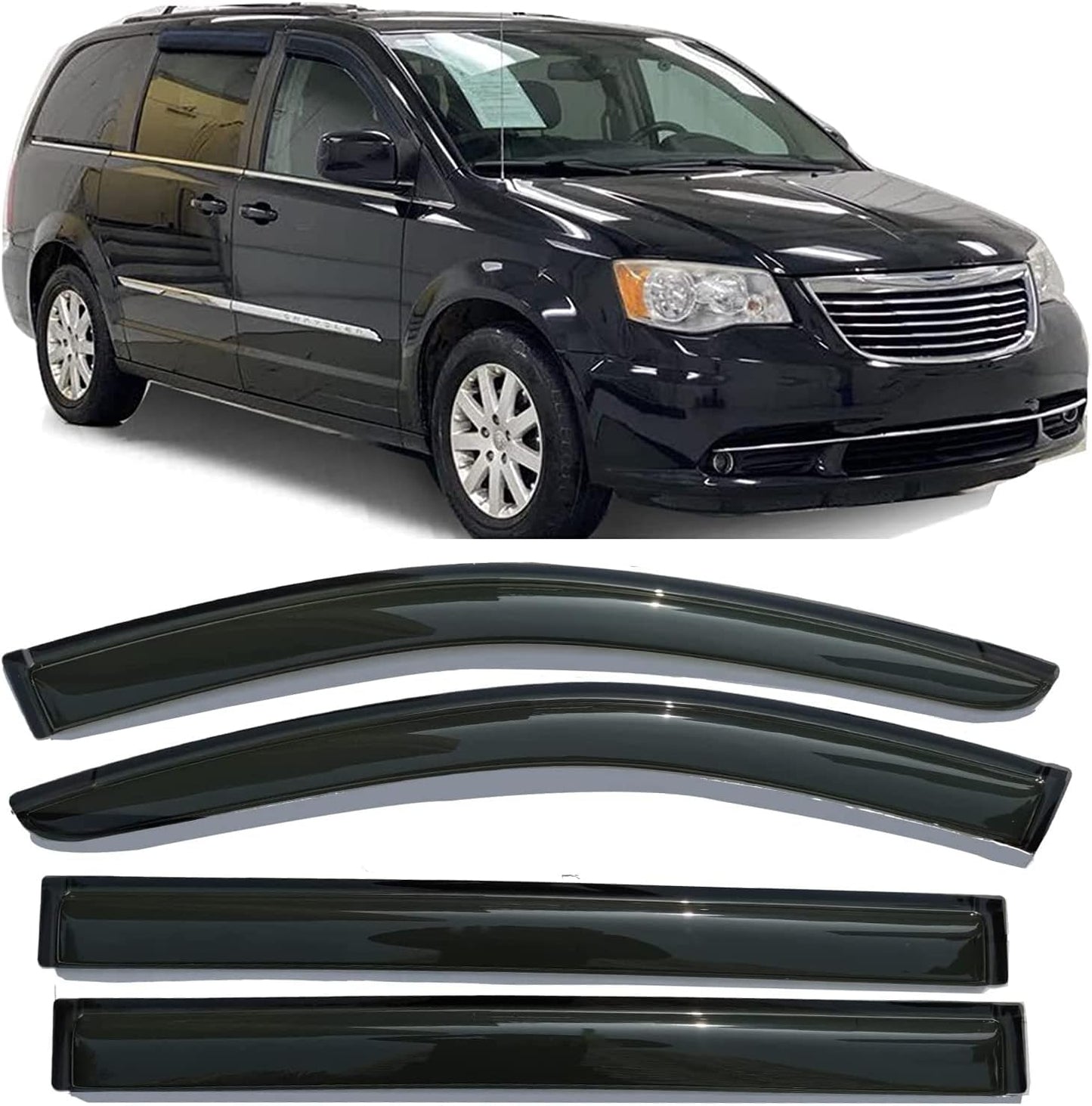 Side Car Window Visor Rain Guards for Chrysler Town and Country