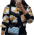 Cropped Floral Print Bomber Jacket for Women - Warm Lightweight Style