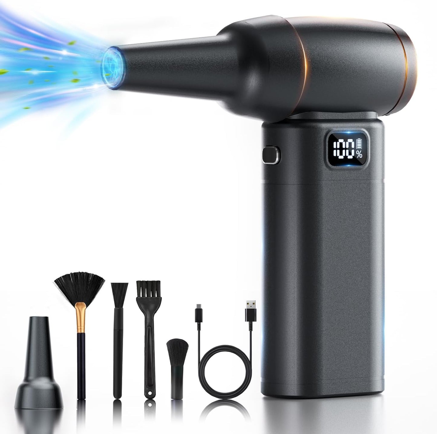 Compressed Air Duster with Adjustable Speed and LED Light
