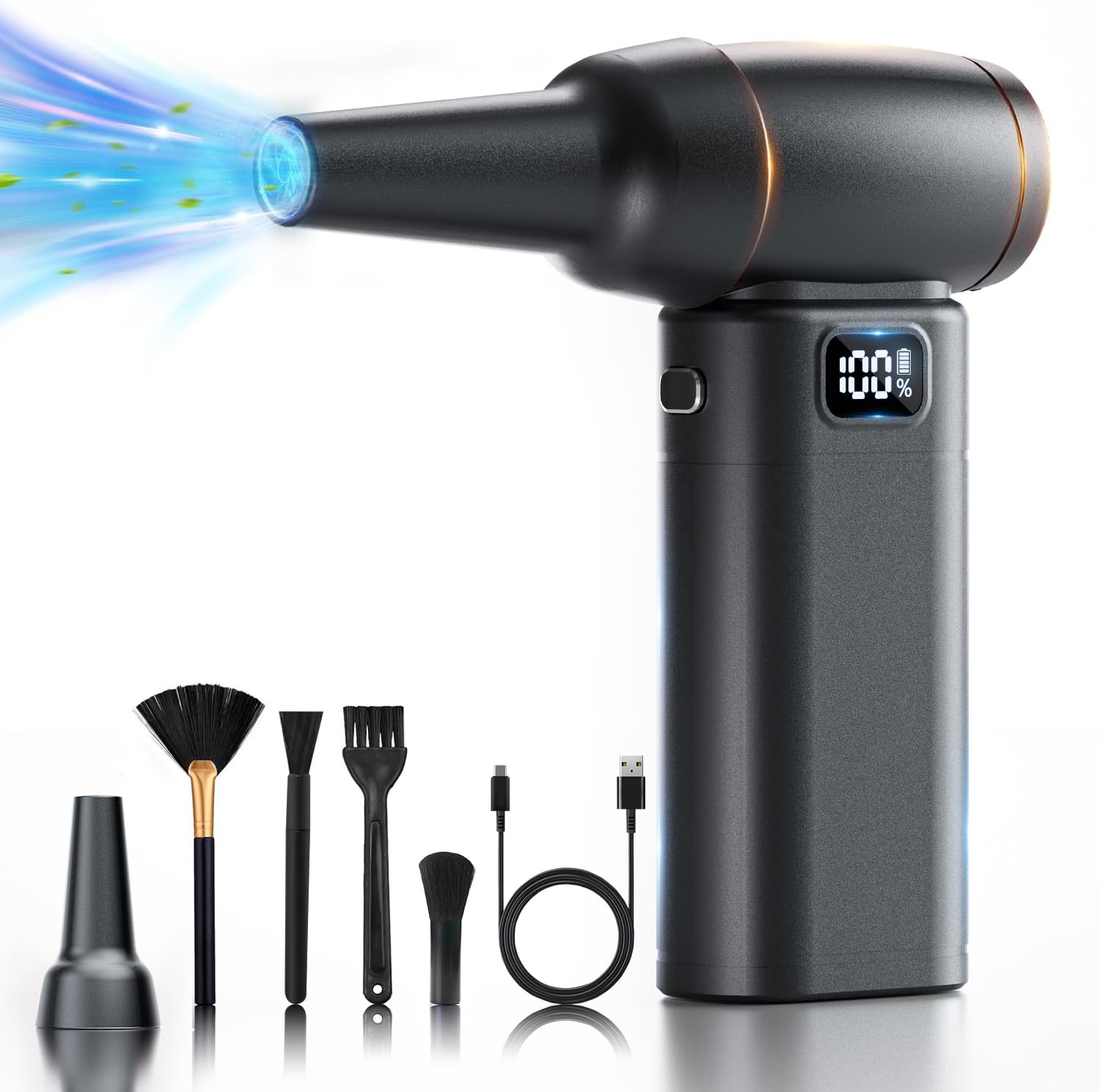 Compressed Air Duster with Adjustable Speed and LED Light
