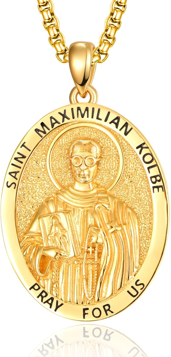 St. Maximilian Kolbe Patron Saint Medal Necklace for Protection