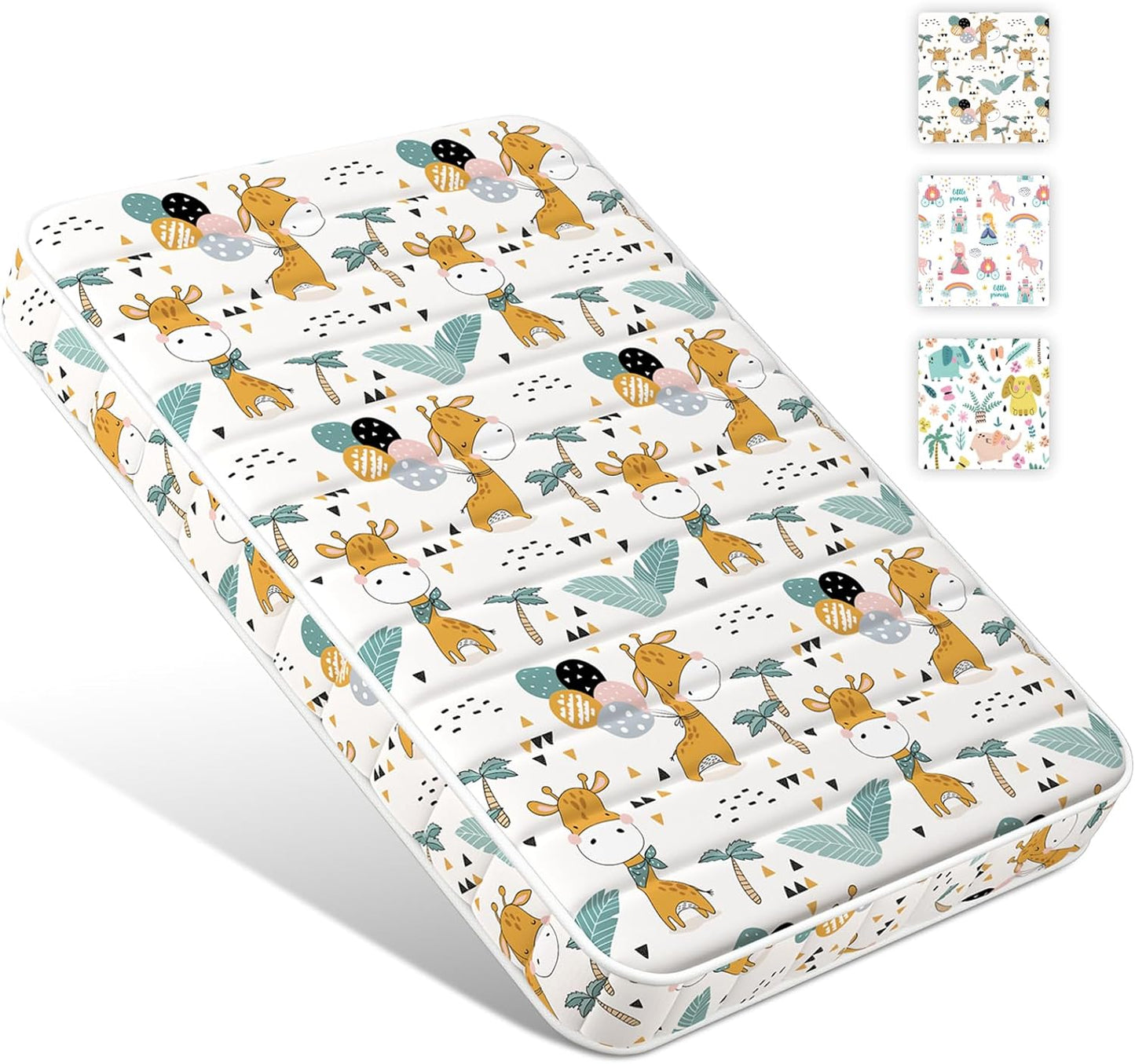 Toddler Mattress 38x24 Premium Foam Portable Giraffe Design