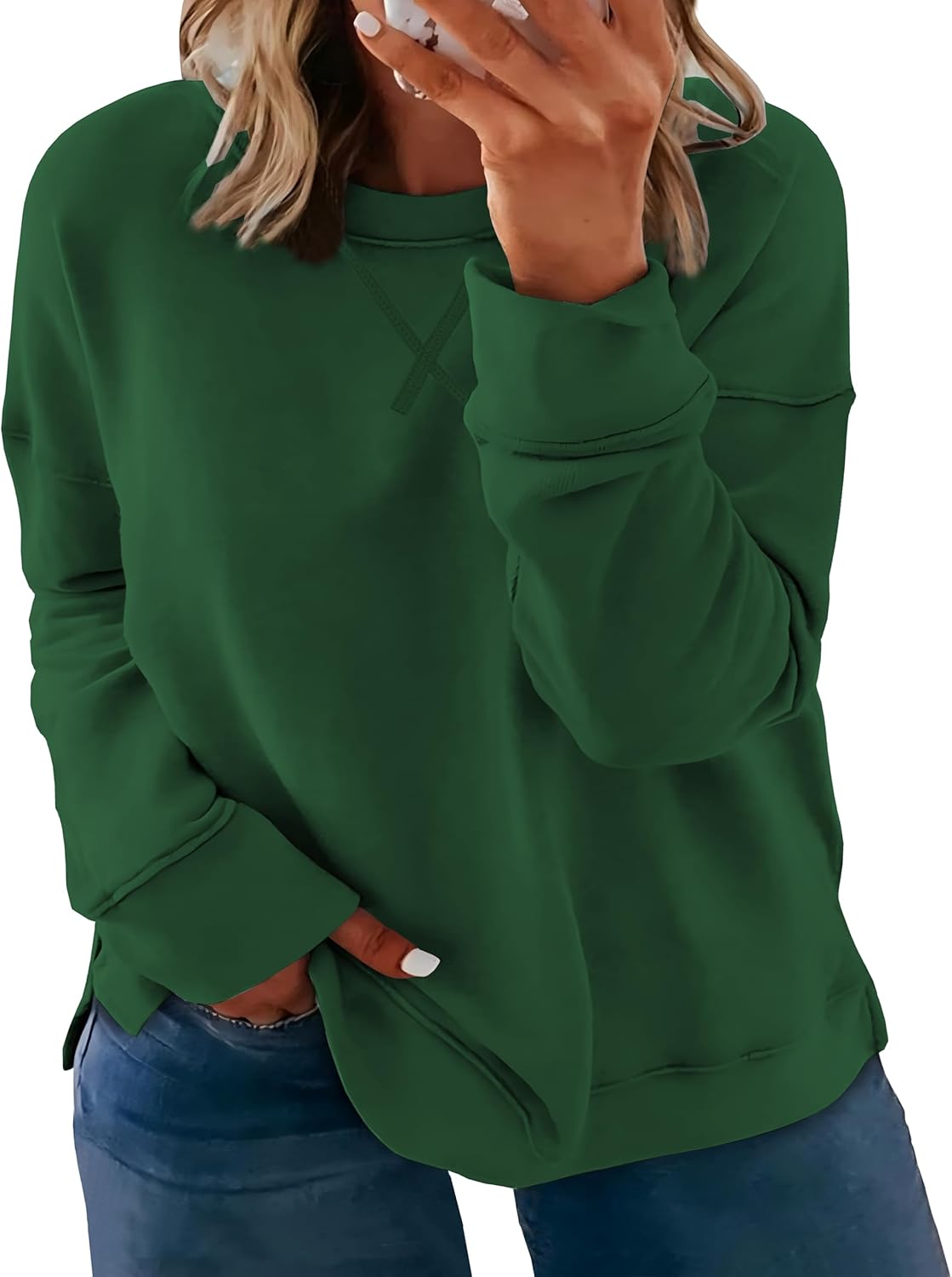 Women's Plus Size Casual Crew Neck Sweatshirt for Fall Fashion