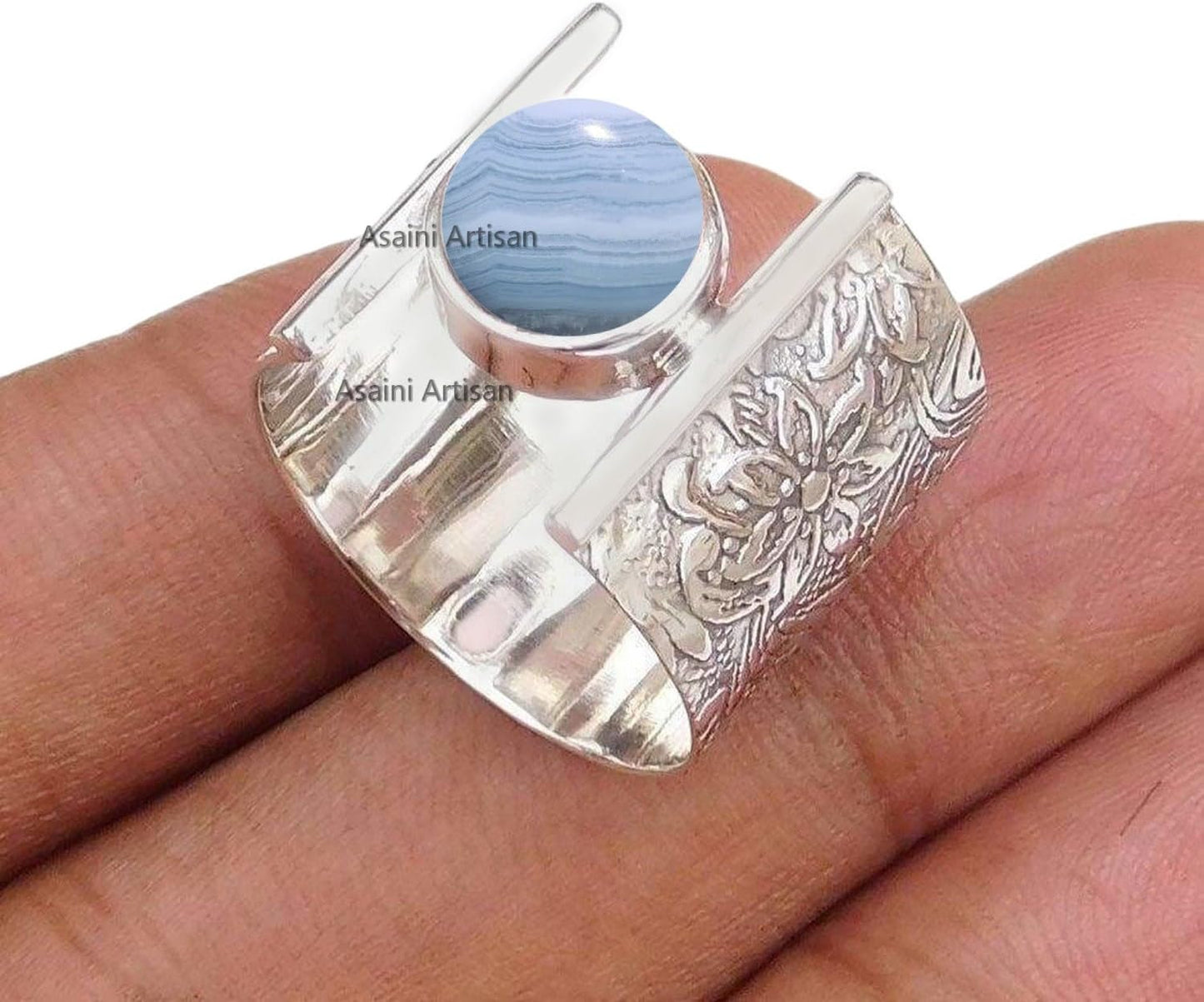 7MM Round Gemstone 925 Sterling Silver Floral Gift Ring