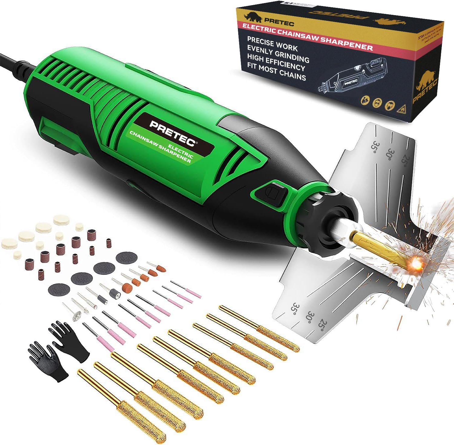 Electric Chainsaw Sharpener Kit with 54 Accessories for Precision