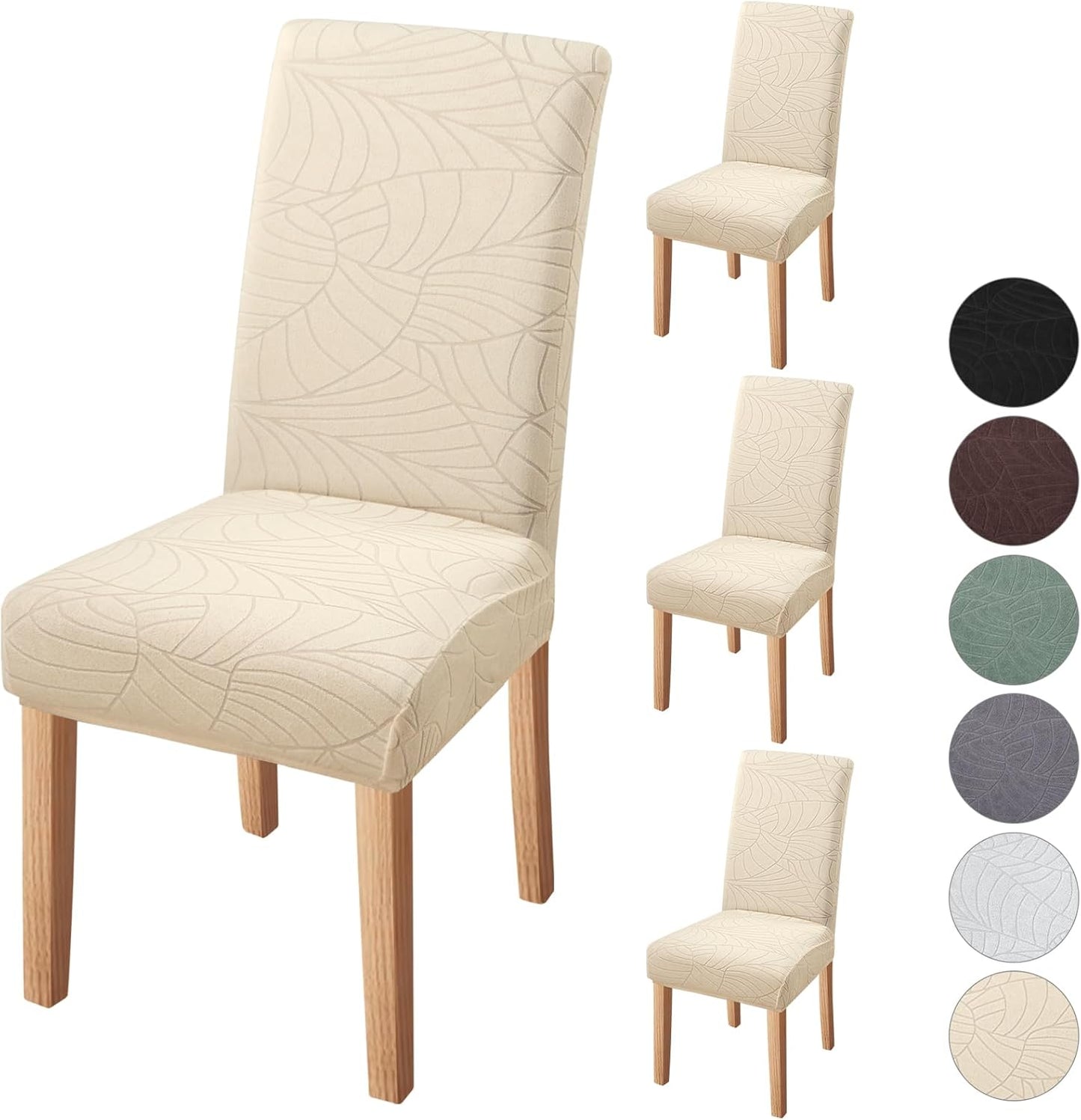 Chair Covers for Dining Room 4 Pack - Solid Stretch Slip Covers