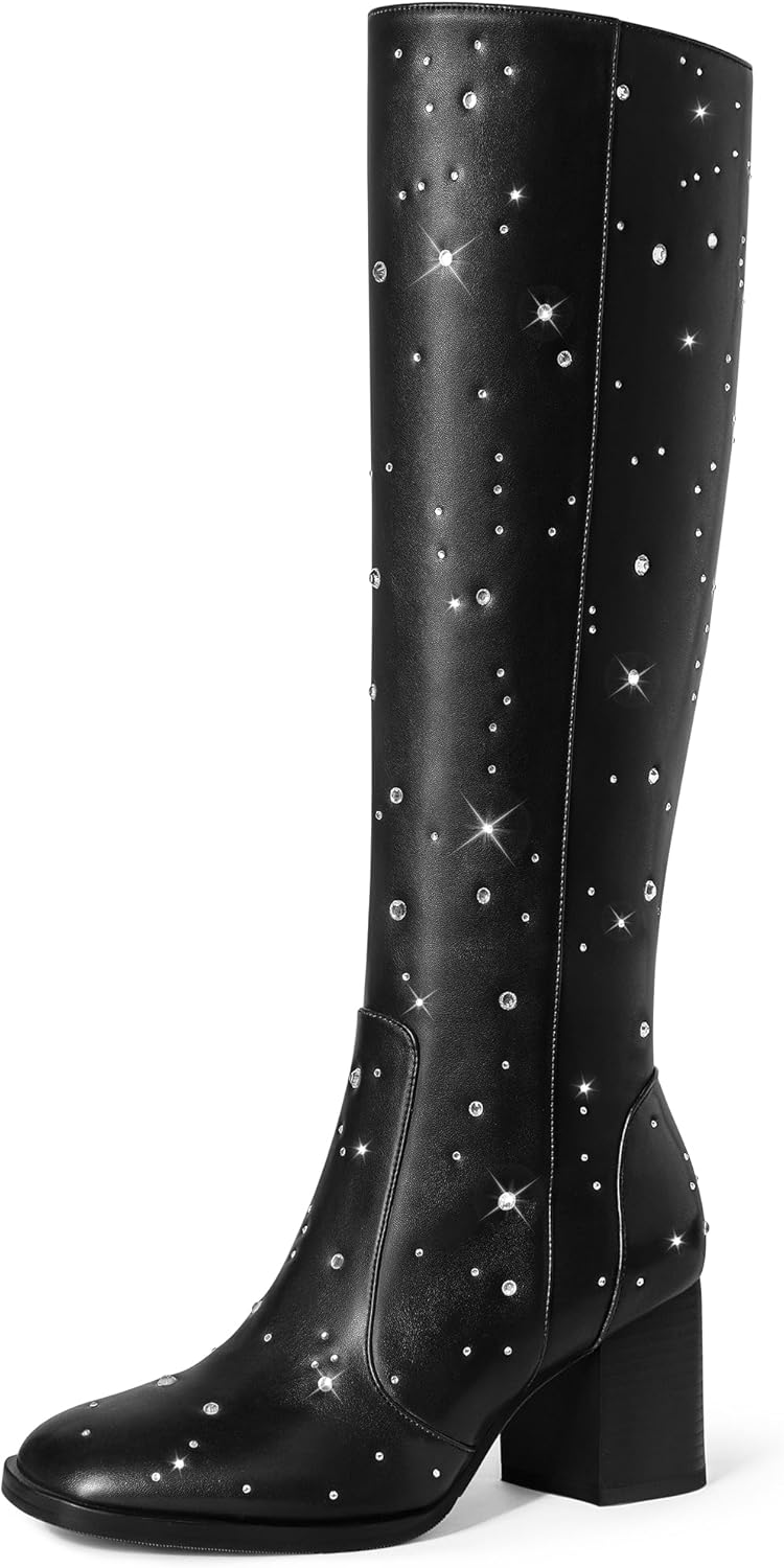MUCCCUTE Knee High Boots for Women with Chunky Heel Style