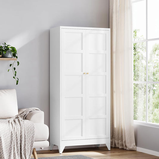 Yizosh Metal Storage Cabinet with 2 Doors and 4 Shelves
