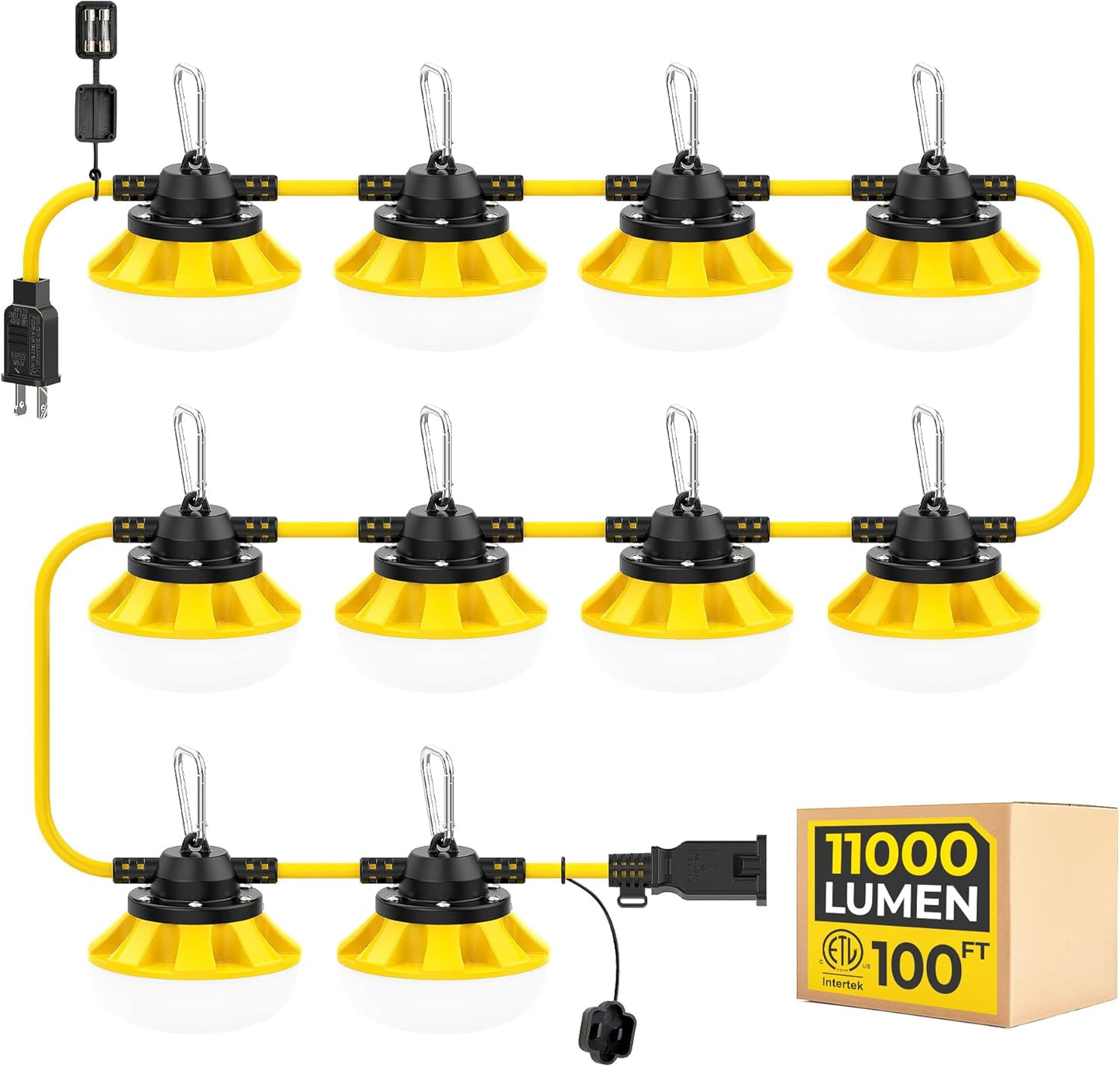 100ft Construction String Lights by HYANGLUX for Any Job