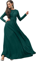 KOH KOH Womens Long Sleeve Flowy Empire Waist Party Gown - Elegant Fit