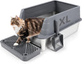 Stainless Steel Litter Box XL 22.9x15x10.3 - High Sided, Easy Clean