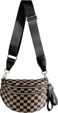 Spacious Checkered Nylon Crossbody Bag for Women - Roomy Style